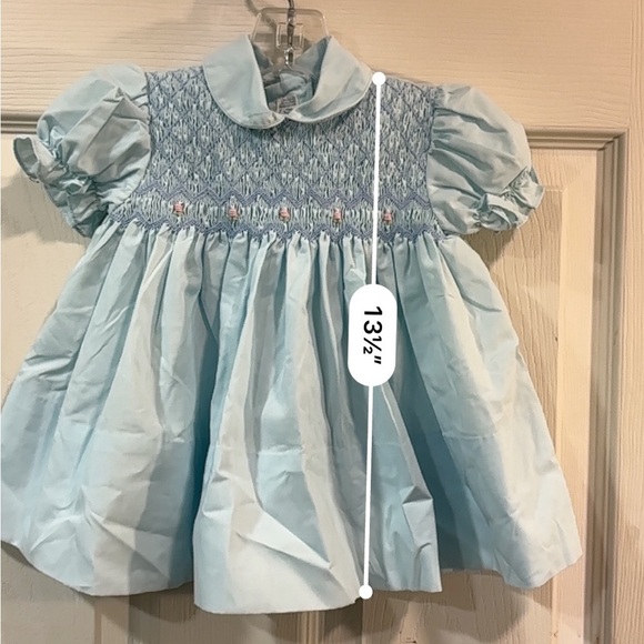 🐰 A Little Angel Vintage Smocked Hand Embroidered Baby Dress size 9m - Picture 5 of 7